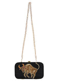 Zodiac Sequins Embellished Faux Silk Clutch Taurus