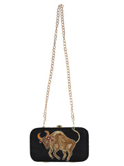 Zodiac Sequins Embellished Faux Silk Clutch Taurus