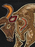 Zodiac Sequins Embellished Faux Silk Clutch Taurus