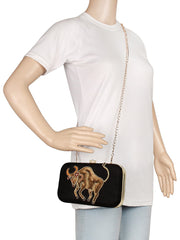 Zodiac Sequins Embellished Faux Silk Clutch Taurus