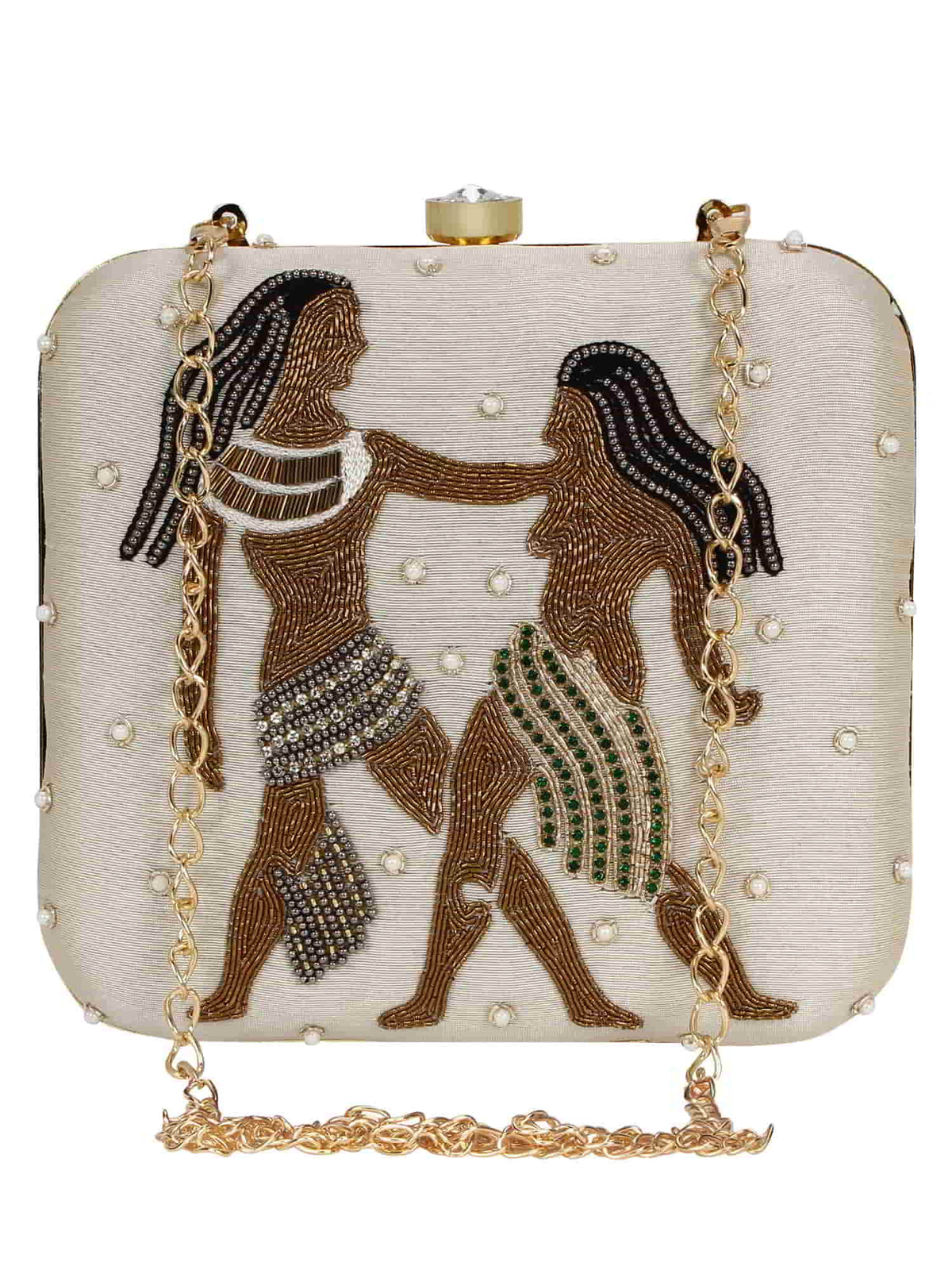Zodiac Embellished Faux Silk Clutch Gemini