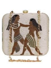 Zodiac Embellished Faux Silk Clutch Gemini