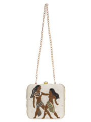 Zodiac Embellished Faux Silk Clutch Gemini