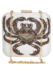 Zodiac Embellished Faux Silk Clutch Cancer
