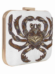 Zodiac Embellished Faux Silk Clutch Cancer