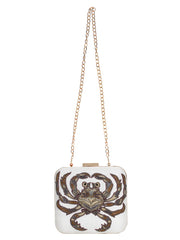 Zodiac Embellished Faux Silk Clutch Cancer