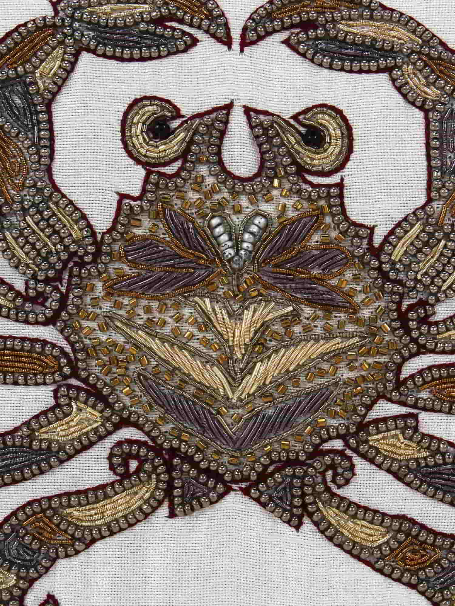 Zodiac Embellished Faux Silk Clutch Cancer
