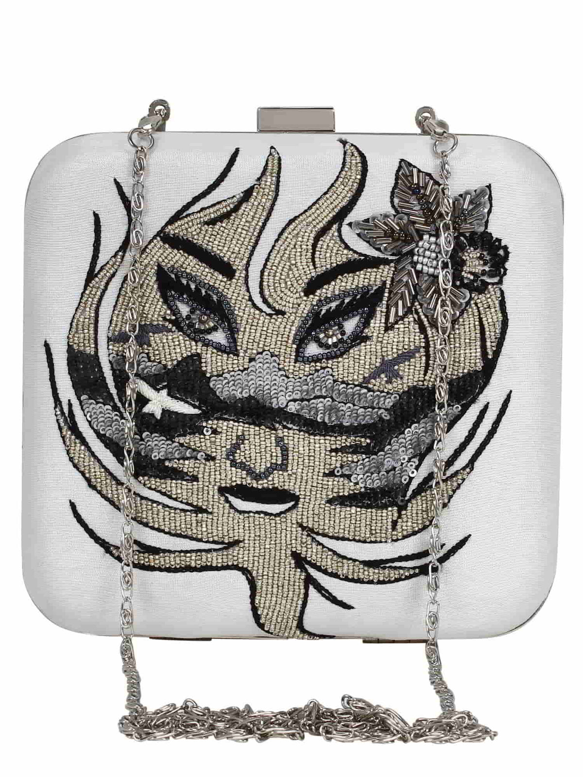 Zodiac Embellished Faux Silk Clutch Virgo