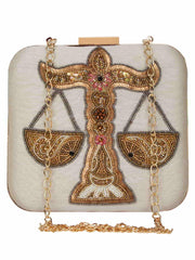 Zodiac Sequins Faux Silk Clutch Libra