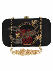 Zodiac Embellished Faux Silk Clutch Scorpio