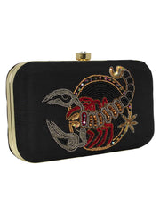 Zodiac Embellished Faux Silk Clutch Scorpio