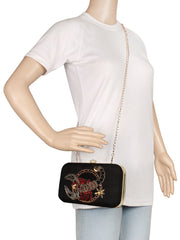 Zodiac Embellished Faux Silk Clutch Scorpio