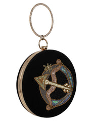 Zodiac Embellished Velvet Clutch Sagittarius