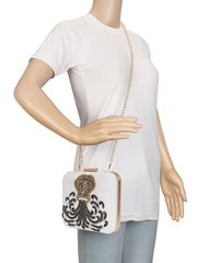 Zodiac Embellished Faux Silk Clutch Aquarius