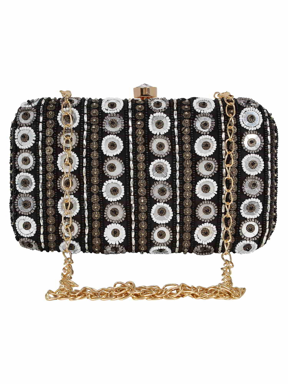 Adorn Embellished Faux Silk Clutch