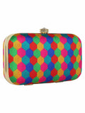 Tulle Honeycomb Printed Faux Silk Box Clutch