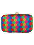 Tulle Honeycomb Printed Faux Silk Box Clutch