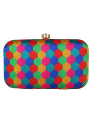 Tulle Honeycomb Printed Faux Silk Box Clutch