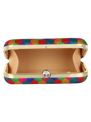 Tulle Honeycomb Printed Faux Silk Box Clutch