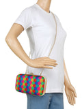 Tulle Honeycomb Printed Faux Silk Box Clutch