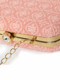 Tulle Damask Embroidered Faux Silk Clutch