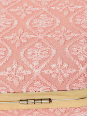 Tulle Damask Embroidered Faux Silk Clutch
