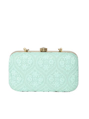 Tulle Ogee Embroidered Faux Silk Clutch