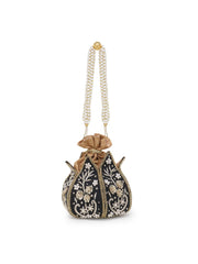Lotus Velvet Embellished Potli