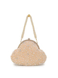 Pochette Pearl Embellished Faux Silk Clutch