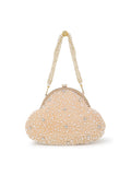 Pochette Pearl Embellished Faux Silk Clutch