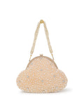 Pochette Pearl Embellished Faux Silk Clutch