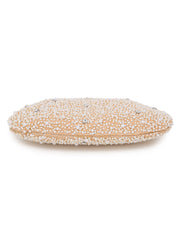 Pochette Pearl Embellished Faux Silk Clutch