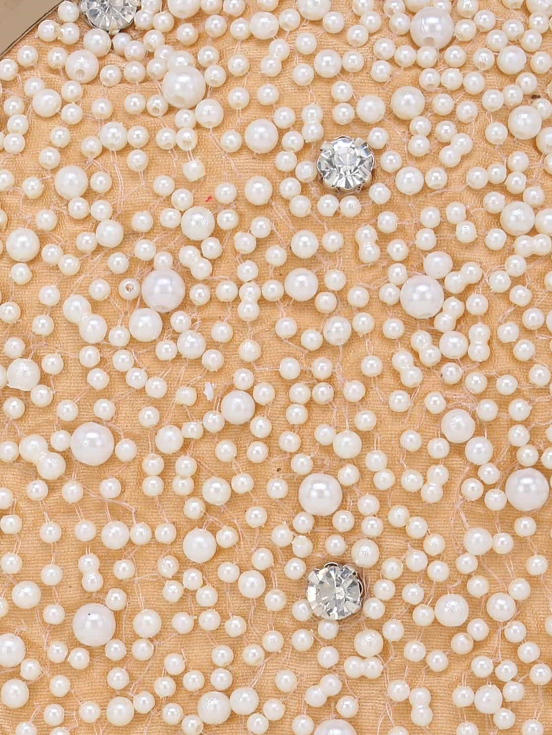 Pochette Pearl Embellished Faux Silk Clutch