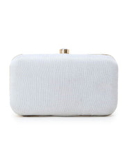 Adorn Faux Silk Embellished Pearl Work Box Clutch