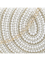 Adorn Faux Silk Embellished Pearl Work Box Clutch