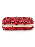 Adorn Faux Silk Floral Sequined Box Clutch