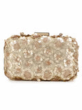 Adorn Faux Silk Floral Sequined Box Clutch