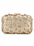 Adorn Faux Silk Floral Sequined Box Clutch