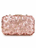 Adorn Faux Silk Floral Sequined Box Clutch