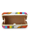 Adorn Faux Silk Embellished & Embroidered Box Clutch
