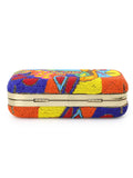 Adorn Faux Silk Embellished & Embroidered Box Clutch