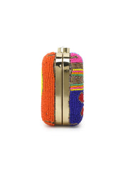 Adorn Faux Silk Embellished & Embroidered Box Clutch