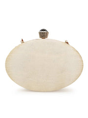 Dangle Faux Silk Embellished & Embroidered Box Clutch