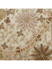 Dangle Faux Silk Embellished & Embroidered Box Clutch