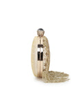 Dangle Faux Silk Embellished & Embroidered Box Clutch