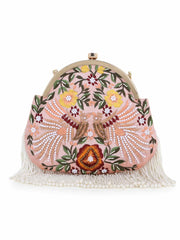 Pochette Faux Silk Embellished & Embroidered Purse Clutch