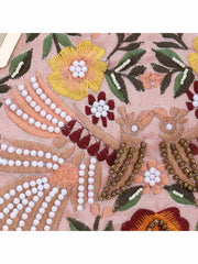 Pochette Faux Silk Embellished & Embroidered Purse Clutch