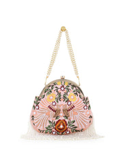 Pochette Faux Silk Embellished & Embroidered Purse Clutch