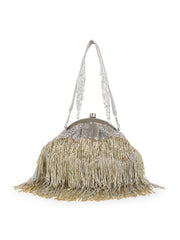 Dangle Faux Silk Embellished Purse Clutch