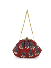 Pochette Faux Silk Embellished Purse Clutch